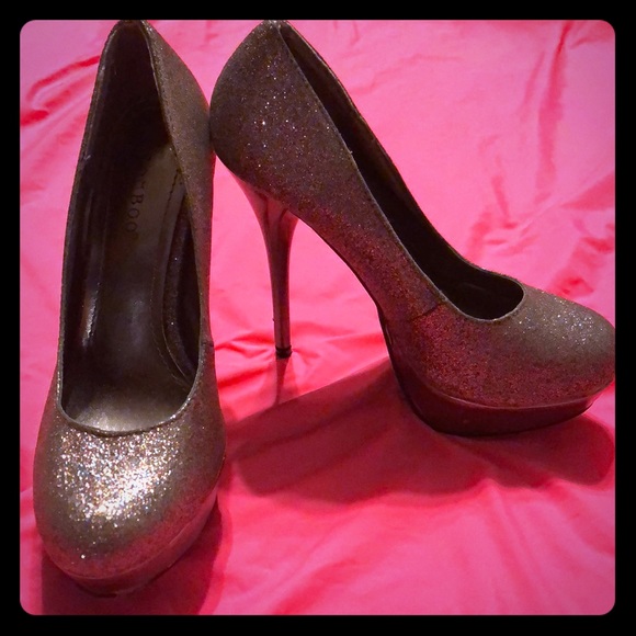 Size 6 Rose Gold Sparkly Platform Heels - Picture 1 of 7